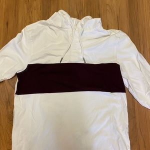 Men’s white and burgundy striped hoodie